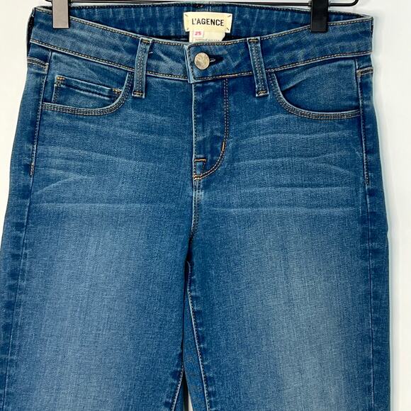 Lagence Womens Size 25 Straight Leg Denim Jeans Blue Medium Wash Zip Stretch - Picture 2 of 8